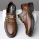 Pang Donglai DL Zapatos para hombres 2025 Spring New Genuine Leather Breathable Casual Shoes de cuero espesas Sombrosa Toe Big Toe Work Shoes 9908 Black Plus Fleece Style 42