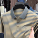 
JEEP SPIRIT new summer ice silk short-sleeved T-shirt for men's contrasting striped casual lapel POLO shirt cool top dad suit blue GR-9207 [ice silk cool] M 48 (suitable for 95-115Jin [Jin equals 0.5 kg])