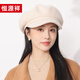 Hengyuanxiang beret women's autumn and winter new style wool retro versatile Japanese bud painter hat octagonal hat Chinese Valentine's Day birthday gift black one size 54-60cm