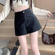 New small leather shorts for women in autumn and winter, new black American shorts, versatile high-waisted A-line European goods, black XL (recommended 115-125 Jin Jin equals 0.5 kg)