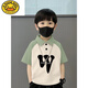 
G.DUCKKIDS pure cotton POLO shirt short-sleeved T-shirt for children's summer new style medium and large children loose splicing handsome lapel boy top 674 smiley face - black and green - POLO shirt pure cotton product 150