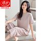 Langsha Modal Pajamas Women's Summer 2025 New Short Sleeve Thin Large Size Summer Ice Silk Cool Home Clothing Set DM13807 M (160): Recommended 80-100Jin [Jin equals 0.5 kg] Wear [