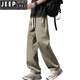 Jeep Spirit Summer Ice Silk Pantalon Men's Thin Style 2025 Nouveau pantalon droit en vrac en vrac pour hommes Breffable à séchage rapide décontracté pour hommes K6636 Kaki xl Environ 125 ~ 145 Jin [Jin est égal à 0,5 kg] peut être usé
