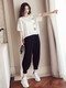 Cool Capítulo (Kuzhang) Gran tamaño MM MM Harem Pants Set 2025 Spring and Summer Nuevo estilo Slimming Slimming Sports y casual set de dos piezas Negro 9928 M Recomendado 80-100