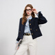 Drei Farbe 2025 Herbst Neuer alte Qianfeng Xiaoxiang Jacke Loose Short Round Neck Cardigan Single Breast M Navy Blue S 155/80A
