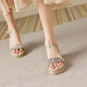 
Belle stairs heel sandals for women, summer 2025 new thick-soled strap sandals exquisite high-heeled beach women's shoes apricot color 37