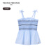 Teenie Weenie Kids 25-year-old cool and sweet retro striped halter top for girls, blue 120 cm