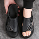 Spinnenprinzen Sandalen Herren 2025 Neue Sommer-Männerschuhe echte Leder lässig Outdoor Beachschuhe Nicht rutschende Dual-Purpose-Sandalen Lederschuhe 9923 Black 40