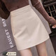 Black small leather skirt skirt for women spring and autumn new high-waist slim pu leather skirt anti-exposure A-line hip skirt black M