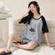 Pure cotton pajamas with chest pad for women in summer 2025 new summer round neck short sleeve shorts pullover home clothing set Z1349 2XL