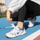 Double Star Bate Badminton Shoes for Boys and Girls 6-13 Years Old Autumn Mesh Breathable Sports Shoes Teenage Students Table Tennis Shoes White Blue 36
