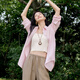 
Eifli (eifini) Eifli large version relaxing and slack shirt for women 2025 summer new versatile commuter basic texture top Pink S 80-110Jin [Jin equals 0.5 kg]