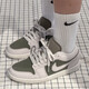Nike Basketball Shoes Men's Summer New Air Jordan 1 Low AJ1 Joe 1 Casual Low-top Sports Shoes HV4089-201/Sail White/Medium Olive Green/Light Earth Brown 40