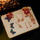 YWZR new age-reducing bridal headdress Xiuhe suit red and blue Chinese classical style flower tassel butterfly hairpin hair accessories headdress set (D0219)