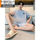 Modal 2025 Nuevo pijama a rayas de verano para hombres para adolescentes de verano hombres de manga corta ropa de algodón de algodón puro para hombres de gran tamaño hde-9928 l