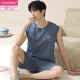 莫代尔睡衣男款背心男士夏季纯棉夏款可外穿套装家居服夏天无袖2025新款 OMM-13063 L