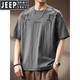 
JEEP SPIRIT Jeep Chinese style printed linen breathable short-sleeved T-shirt for men's summer thin loose large size light and quick-drying T-shirt 829 gray XL suitable for 150-170Jin [Jin equals 0.5 kg]
