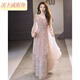 Lingka Qi Banquet Evening Dress Women's Evening Dress Women's Banquet Light Luxury Niche High-end High-end Pink Hosting Annual Meeting Vocal Art Pink Long XL