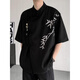 Schwören von Männern Verlobung vom neuen chinesischen Top -Ice -Seidenhemd Herren Sommer Bambus bestickter Anzug Hemd Reinigungsmittel schwarzes Hemd 5xl