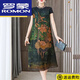 罗蒙（ROMON）高档国风真丝连衣裙女夏季日常可穿改良旗袍桑蚕丝妈妈长裙 绿色 9761 M 95-105斤