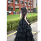 Zhenjie High-end Black Evening Dress 2025 New Style Hosting Female Art Exam Student Day Adult Ceremony Fairy Temperament Banquet Black XS