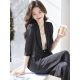 Zhenyi acetic acid suit women's jacket blue short summer thin 2024 temperament suit satin suit XN9766 black suit S