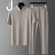 JRNR轻奢品牌商务休闲运动套装男2025年夏季新款感免烫时尚冰丝套装 3523蓝色(小标款)  M 适合95-120斤