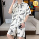 Playboy (Playboy) Camisa de altura corta de gatillo de alta gama Traje de altura de verano de verano y pantalones cortos de playa de vacaciones combinados con camisa 679 metros Traje blanco M 90-110Jin [Jin iguala 0.5 kg]