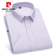 Pierre Cardin Shirt Herren High-End Pure Cotton Kurzärmelig-Sommer-Shirt Casual Business Nicht scENENDE Anti-Falten-Falten-Feste Farbe cool und komfortabel DX6630 38