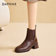 Daphne short boots for women new autumn and winter French high-heeled slim boots with temperament and versatile Martin boots for women brown plus velvet 37