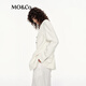 MO&Co. C+ Series Fake Two-piece Suit 2025 Autumn New Arrival Collarless Shoulder Padded Outline Jacket MBE3BLA019 Beige S /160