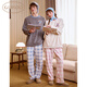 Gukoo Couple Pajamas Winter Disney Series Joint Soft Warm Plaid Pants Women's Home Clothes Set Men's Pajamas D Sky Gray Men's Suit XL