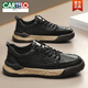CARTELO Shoes for men's autumn new low-top leather breathable lightweight board shoes for men's spring and autumn casual sports workwear shoes trend L1392 black 41