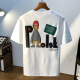 Hongsilinyi gran tamaño 200 Jin [Jin equivale a 0,5 kg] Camiseta de manga corta de cuello redondo para hombres 2025 Algodón impreso de estilo Hong Kong de verano más grasa más hombres más grandes White 2 JSW9926 M Recomendado 90-108 Jin [Jin equivale a 0,5 kg]
