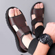 
Woodpecker Casual Leather Sandals for Men 2025 Summer New Thick Solemn All-Match Breathable Beach Shoes Lightweight Comfortable Roman Sandals CLP6189 Brown 38