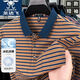 Longda Feilongda Fei Camiseta Raya nueva Camisa de solapa informal de verano de manga corta de manga corta Middle-Eby Hetmed-Sille Top Lodfey/Autentic-9757-Orange M