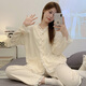 Yalu Color Color Lace Pyjama à manches longues pour les femmes au printemps, à l'automne et à l'hiver 2024 Nouveau ensemble de vêtements de maison en plein air en coton pur