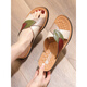 Specht-Mutter-Hausschuhe für Frauen im Sommer tragen echte Lederweiche Sohle mit mittleren Alters Sandalen flache Nicht-Schlupf-Sandalen für mittlere und ältere Menschen großer Größe 1278 Beige 35