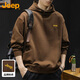 Jeep (JEEP) sweatshirt men's hooded autumn and winter loose bottoming shirt loose casual top men's brown XL