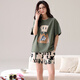 Langsha pajamas for women in summer pure cotton 100% short-sleeved shorts sweet pullover girl summer thin home clothes can be worn outside 844 women M