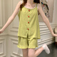 Yalu Yunduo Pyjamas en coton pour les femmes en été avec poitrine de poitrine Sexe Sytch Set Les vêtements de maison pour femmes à la mode peuvent être portés à l'extérieur du 9226 Green L (100-120Jin [Jin est égal à 0,5 kg])