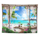 Fenêtres de paysage de vacances de style européen avec grand fond en tissu décoration Tapisse de chambre à coucher plante peinture murale en tissu suspendu G1278 Collection de tissu en velours 100 Hauteur * 150 Largeur CM uniquement pour l'installation