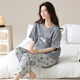 Catman (Miiow) Pajamas para mujeres Summer Algodón puro Pantalones de manga corta 2025 NUEVO Summer Grey Casual Home Clothing Conjunto YZ9713 Purple Love M 80-95Jin [Jin es igual a 0,5 kg]
