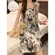 
CaileiKelai nightgown for women in summer with breast pads ice silk cool suspender pajamas summer ladies sweet and cute home clothes spring and autumn 3888 [Not removable chest pad] M [75-100Jin [Jin equals 0.5 kg]]