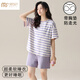 Yalu Breast Pad Integrierte Pyjamas für Frauen für sommer gestreifte Shorts-Shorts Anzug für Mädchen im Schlafsaalkleidung für Sommermodalanzug [mit Brustpolster] W12611 M Frauen empfohlen 80-100jin [Jin gleich 0,5 kg]