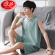浪莎（LangSha）2025睡衣男士夏季薄款莫代尔背心无袖短裤冰丝凉感大码家居服套装 F-9214 2XL