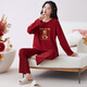 Palando Women's Pajama Set Wedding Festive Home Suit 2025 Spring and Summer Pure Cotton Red Native Year Round Can Wear Outer Pajamas Pa-QM 9227 Women M Pa-(Female)