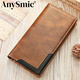 Anysmic High-End Light Luxury Brand-Tasche Herrenbeutel High-End Retro Herren Brieftasche vielseitiges Cowhide Langes Lederkarten Brieftasche Brieftasche schwarz 19.5*10