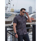 Siete lobos Camisa Europea y Americana de Men Spreved Shirt Man Fat Man Summer Fin Digital Breats Plus Fat Fat Buse Salled Micro-Sleved Tend 9202 Red L (175) 9205*175/109