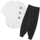 Cool Capítulo (Kuzhang) Gran tamaño MM MM Harem Pants Set 2025 Spring and Summer Nuevo estilo Slimming Slimming Sports y casual set de dos piezas Negro 9928 M Recomendado 80-100